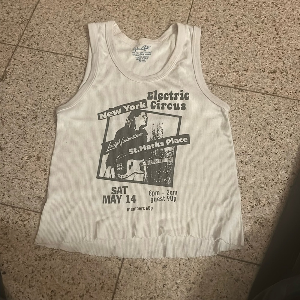 Brandy Melville White & Black Electric Circus Tank Top